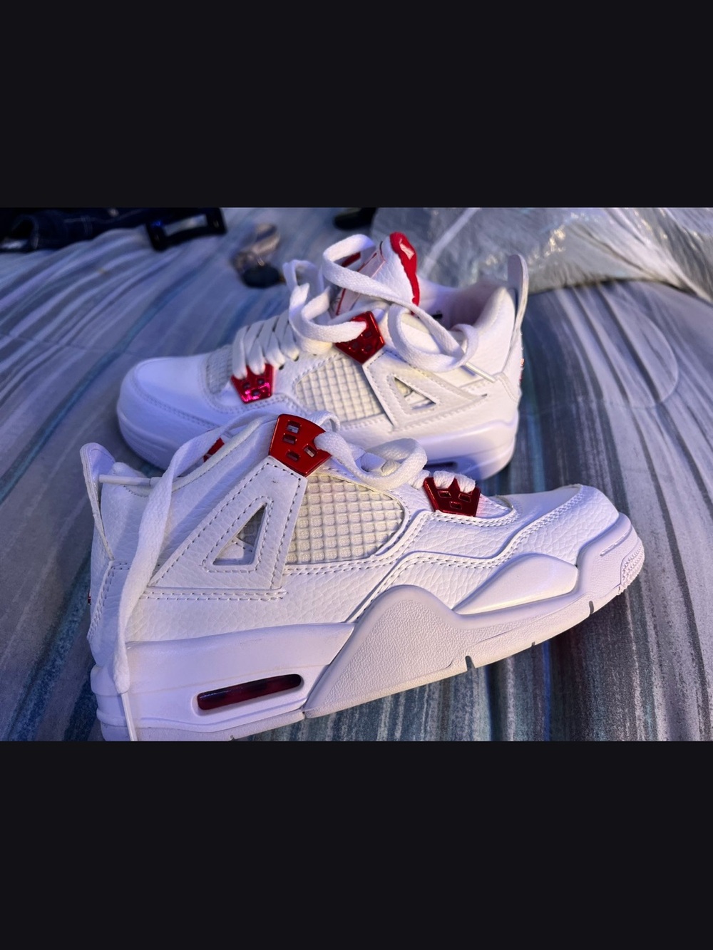 Jordan Kids White Sneakers with Red Accents